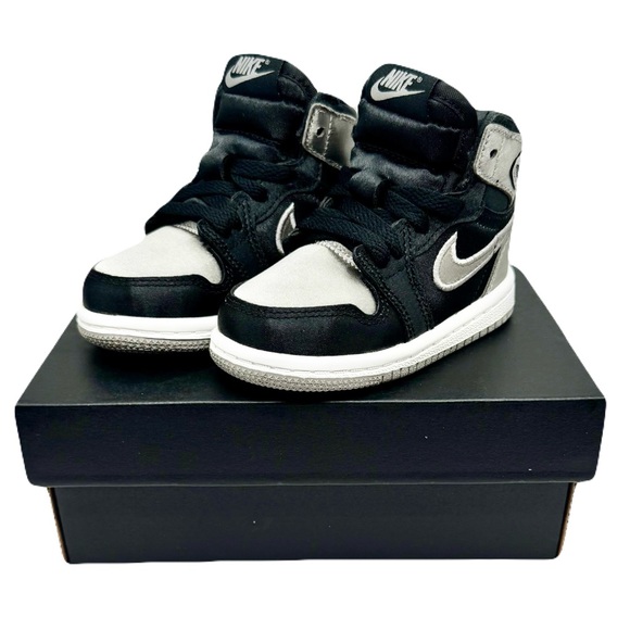 Jordan Toddler 5C 1 Retro High OG Shadow Satin Sneakers - Black Grey White